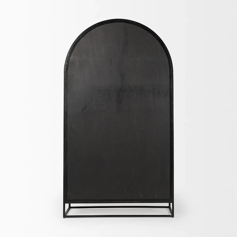 Sloan Dark Wood W/Black Metal Frame Arch Cabinet
