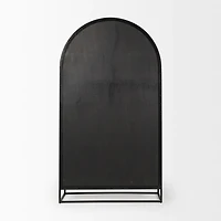 Sloan Dark Wood W/Black Metal Frame Arch Cabinet