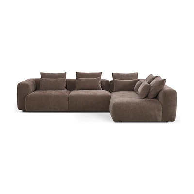 Nella Modern Sectional Sofa with Right Chaise - Chocolate Brown