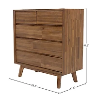 Gia 5 Drawer Chest - Warm Pecan