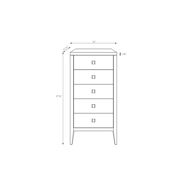 Hara 5 Drawer Tall Dresser - White