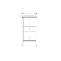 Hara 5 Drawer Tall Dresser - White