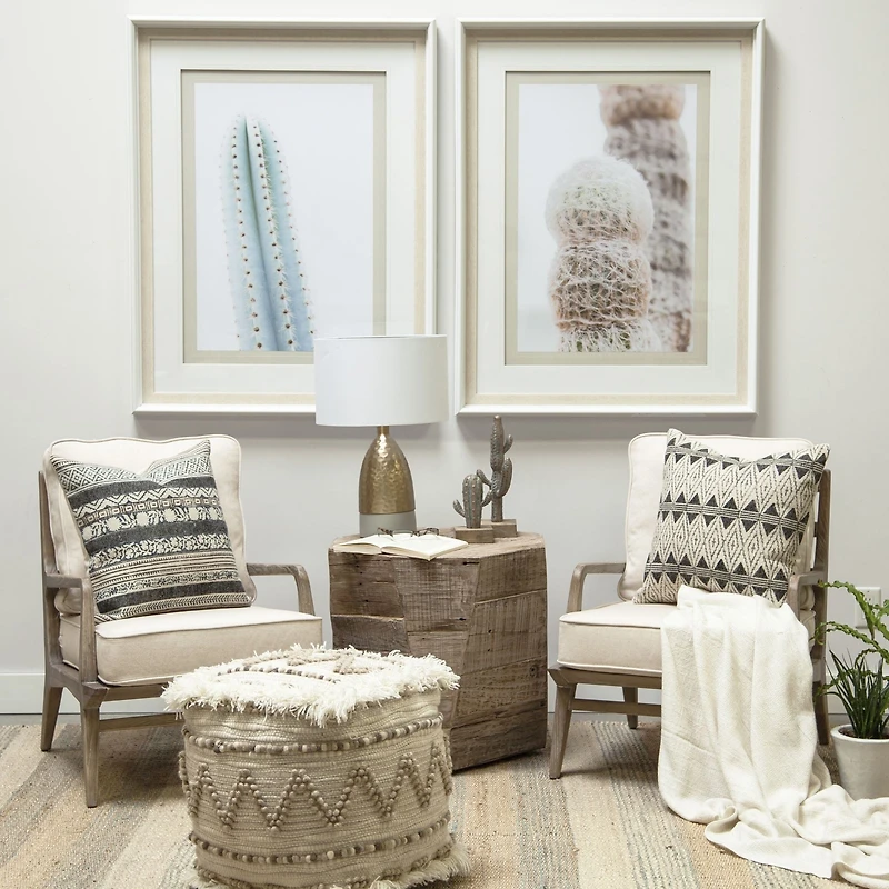 Harman II Off-White Fabric Seat w/ Wood Frame Accent Chair
