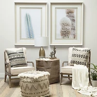 Harman II Off-White Fabric Seat w/ Wood Frame Accent Chair