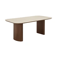 Hola Ceramic-Top Walnut Pedestal Dining Table