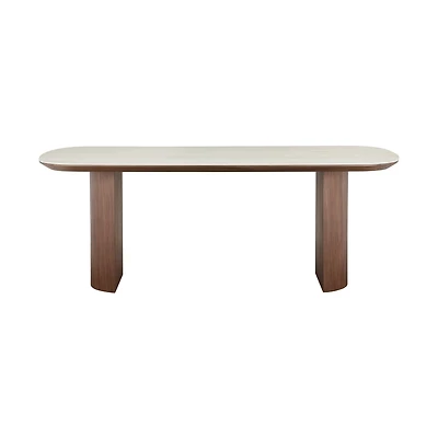 Hola Ceramic-Top Walnut Pedestal Dining Table