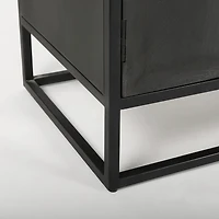 Sloan Dark Wood W/Black Metal Frame Arch Cabinet