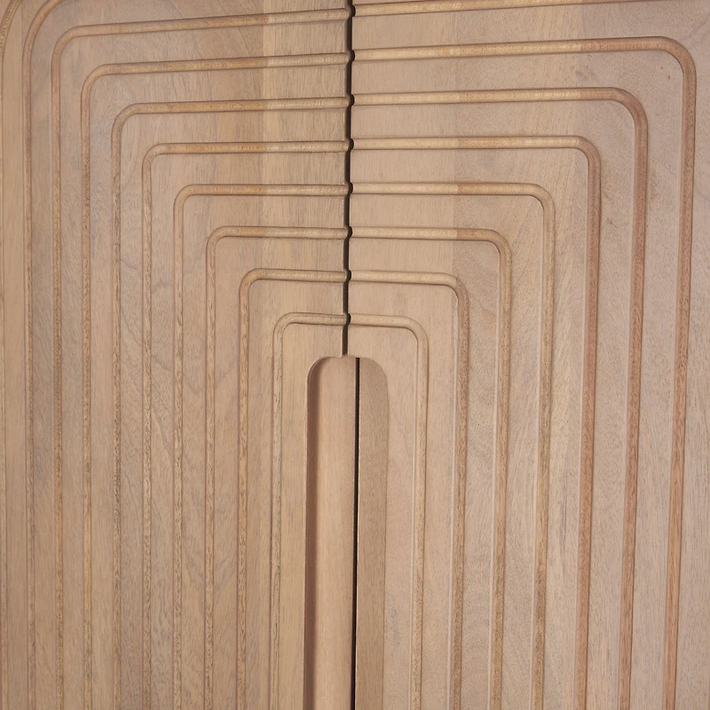 Sorina Reverse Fluted Light Brown Wood Curio Cabinet