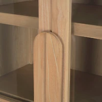 Callum Light Brown Elm Wood w/ Glass Doors Arched Cabinet
