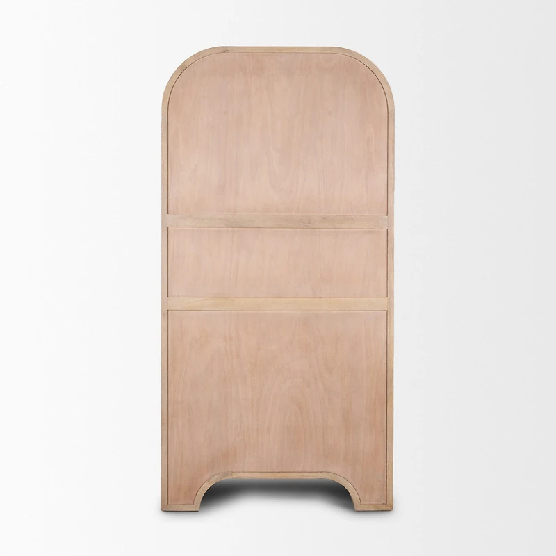 Sorina Reverse Fluted Light Brown Wood Curio Cabinet