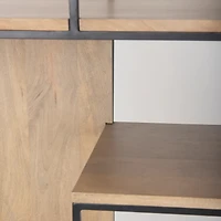 Morris Light Brown Wood w/ Black Metal Frame 6-Tier Shelving Unit