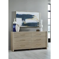 Bjorn Six Drawer Oak Wood Dresser in Chai
