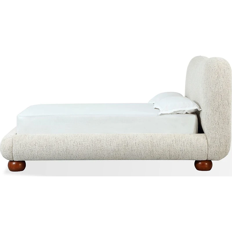Afra Upholstered Platform Bed – Soft Chenille Fabric Modern Rounded Design