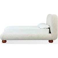 Afra Upholstered Platform Bed – Soft Chenille Fabric Modern Rounded Design