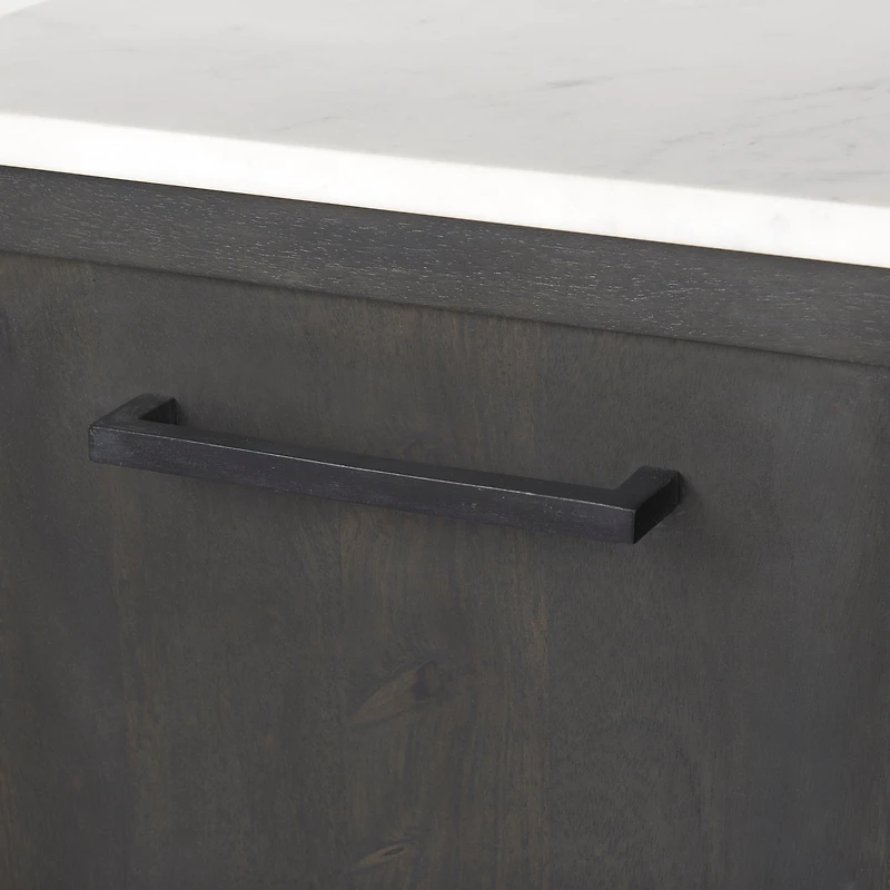 Divina Black-Brown Wood w/ White Marble Top and Black Metal Base Sideboard