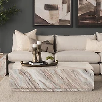 Pre - sale Only : Matteo Solid Pink Marble Rectangular Coffee Table