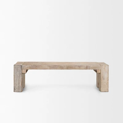 McArthur 70" Whitewash Reclaimed Wood Bench