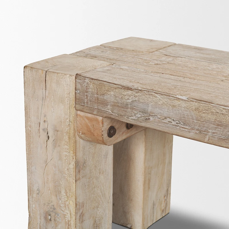 McArthur 70" Whitewash Reclaimed Wood Bench