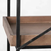 Trey IV 80L x 16W x 87.5H Medium  Brown Wood and Iron Five Tray Shelf  Shelving Unit