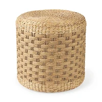 Michelle Light Brown Woven Seagrass Round Pouf