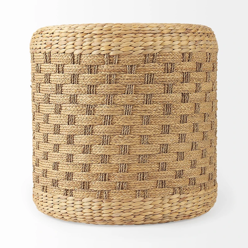 Michelle Light Brown Woven Seagrass Round Pouf