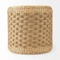 Michelle Light Brown Woven Seagrass Round Pouf
