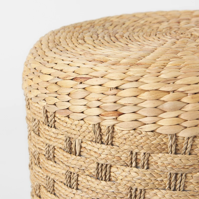 Michelle Light Brown Woven Seagrass Round Pouf