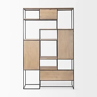 Morris Light Brown Wood w/ Black Metal Frame 6-Tier Shelving Unit