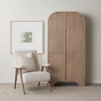 Sorina Reverse Fluted Light Brown Wood Curio Cabinet