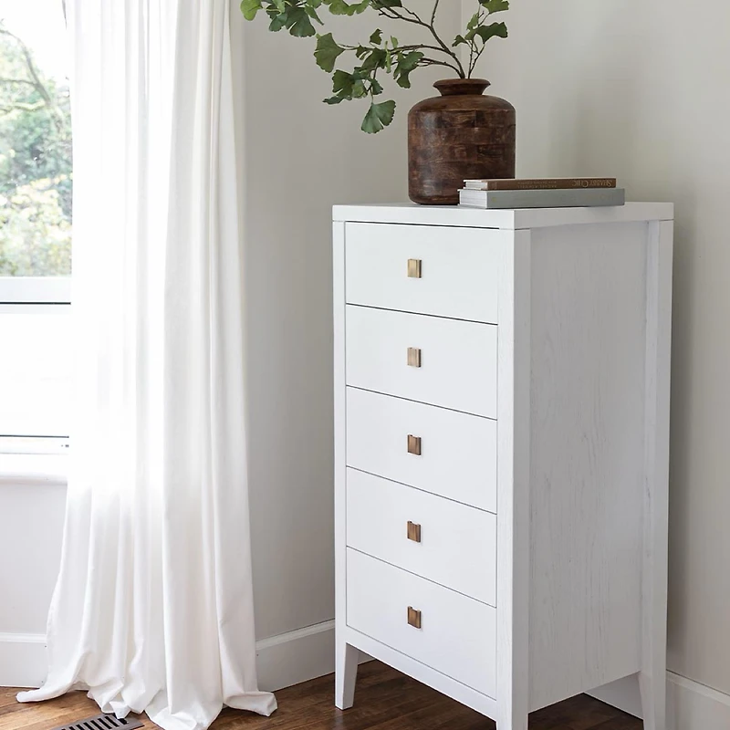 Hara 5 Drawer Tall Dresser - White
