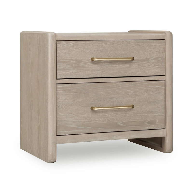 Bjorn 2 Drawer Oak Wood Nightstand in Chai