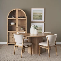 Terra 60L x 60W Light Brown Wood Round Fluted Dining Table