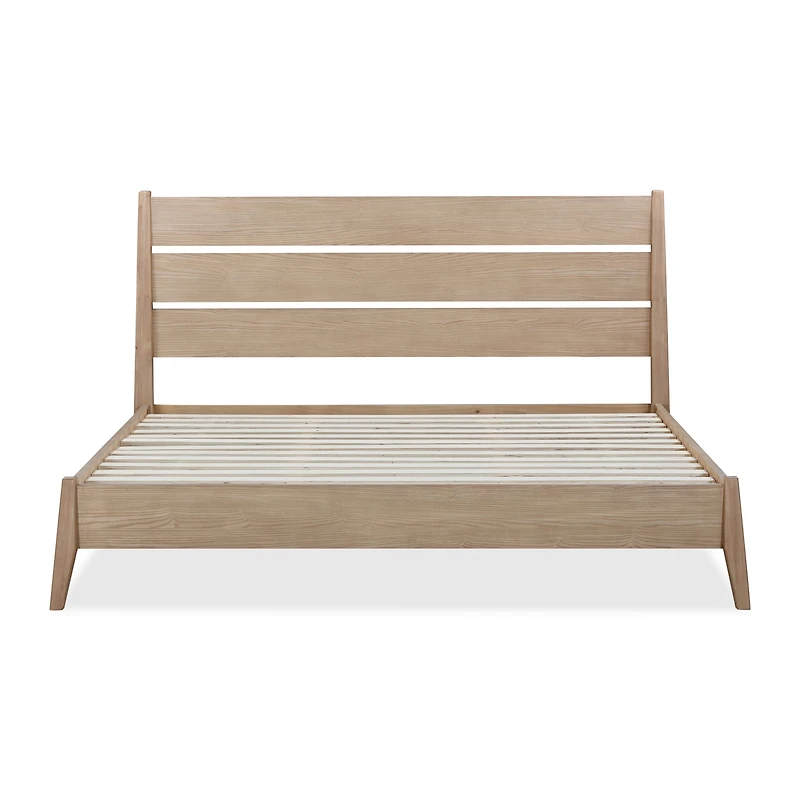 Nettie Slatted Ash Wood Platform Bed in Ginger