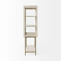 Arelius White Wood W/ Gold Metal Base Display Cabinet