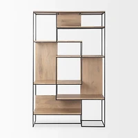 Morris Light Brown Wood w/ Black Metal Frame 6-Tier Shelving Unit