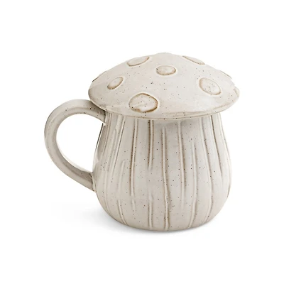 Mushroom Porcelain Cup with lid - WHITE