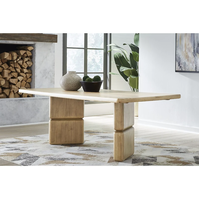 Nelly Rectangular Acacia Wood Dining Table – Lioness Finish