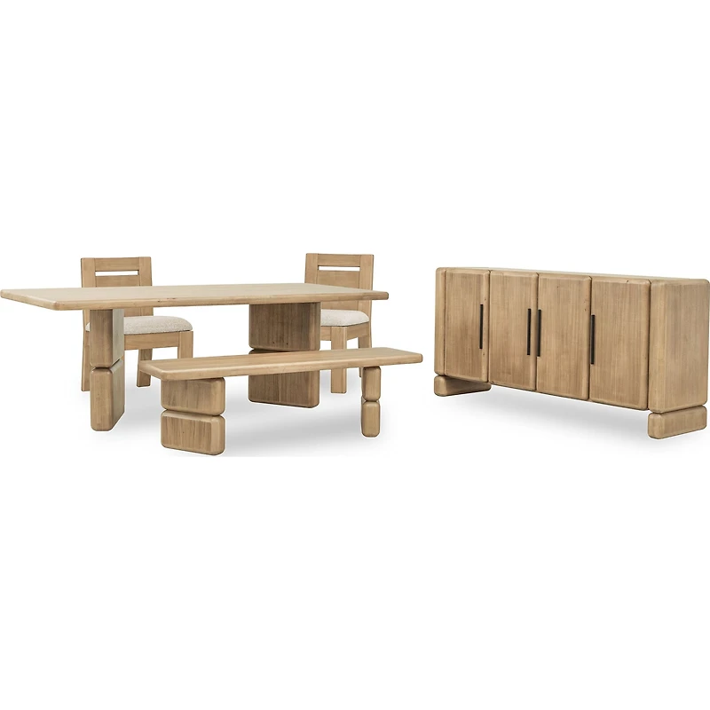 Nelly Acacia Wood Dining Bench in Lioness Finish