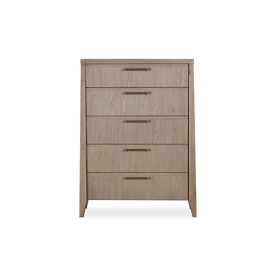 Nettie Five Drawer Ash Wood Chest in Ginger