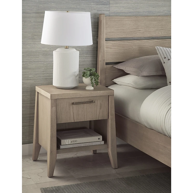Nettie One Drawer One Shelf Ash Wood Nightstand in Ginger