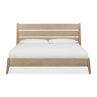 Nettie Slatted Ash Wood Platform Bed in Ginger