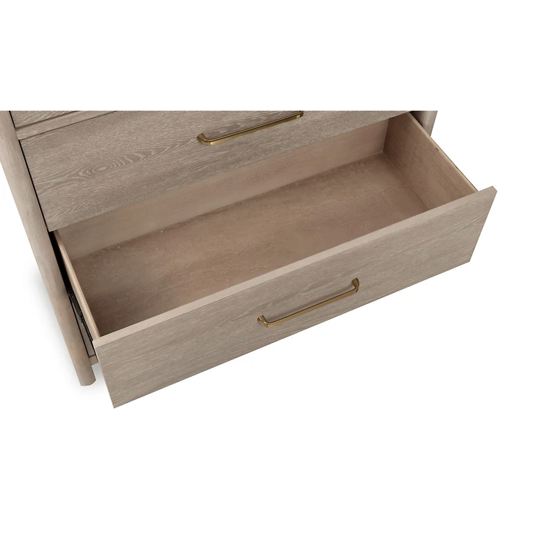 Bjorn Five Drawer Oak Wood Chest in Chai