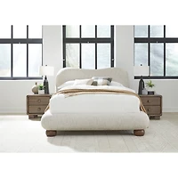 Afra Upholstered Platform Bed – Soft Chenille Fabric Modern Rounded Design