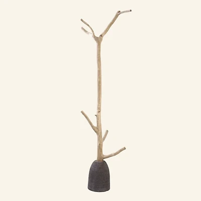Tree branch coat hook and volcanic stone base - Robinson Collection
