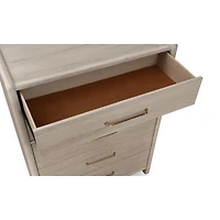 Bjorn Five Drawer Oak Wood Chest in Chai