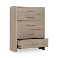 Bjorn Five Drawer Oak Wood Chest in Chai