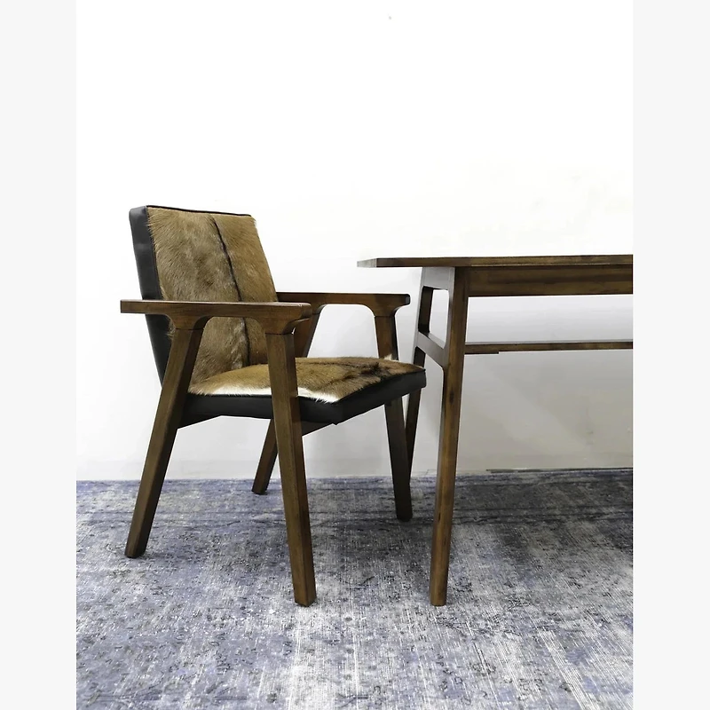 Rio Cool Armchair - Brown Mindi Oak, Leather/Goat Hair