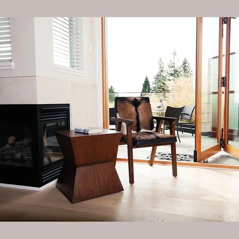 Rio Cool Armchair - Brown Mindi Oak, Leather/Goat Hair