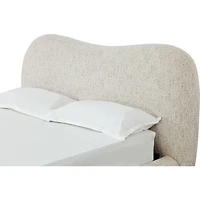 Afra Upholstered Platform Bed – Soft Chenille Fabric Modern Rounded Design