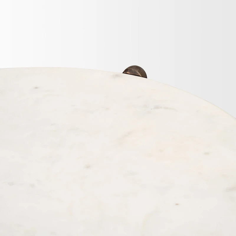 Rumer Dark Brown Wood w/ White Marble Side Table